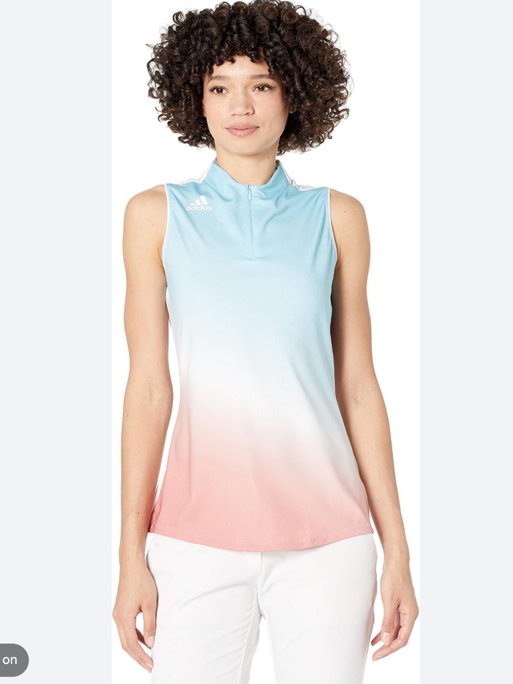Adidas Aeroready Primegreen blue, pink ombré quarter zip tank, S